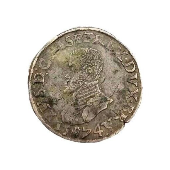 1574 Spanish Netherlands Silver Crown Rare Gem! - Picture 1 of 4